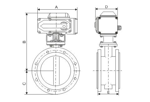 電動法蘭蝶閥結構圖